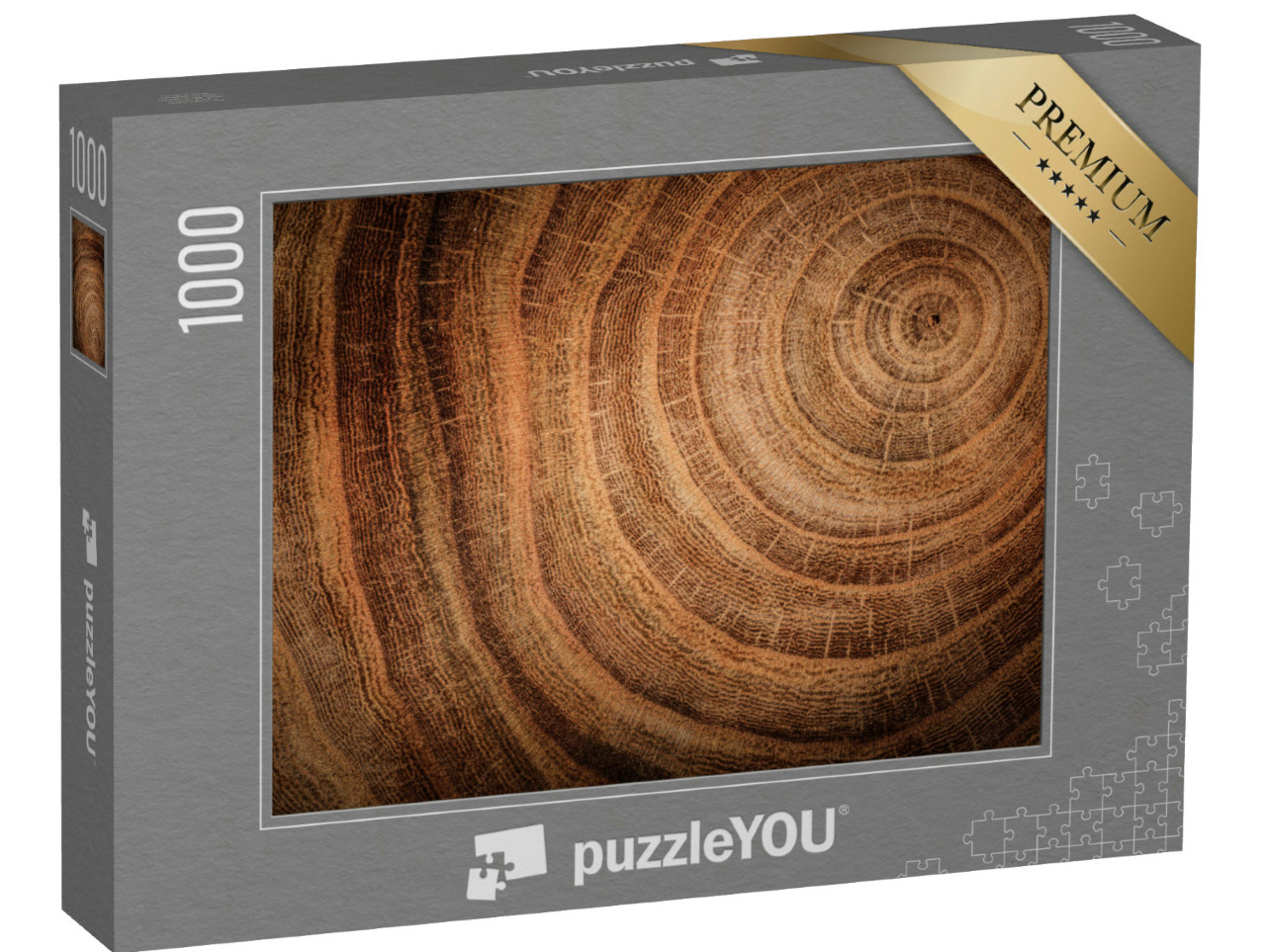Puzzel 1000 stukjes „Stronk van een gevelde eik met stam en jaarringen“