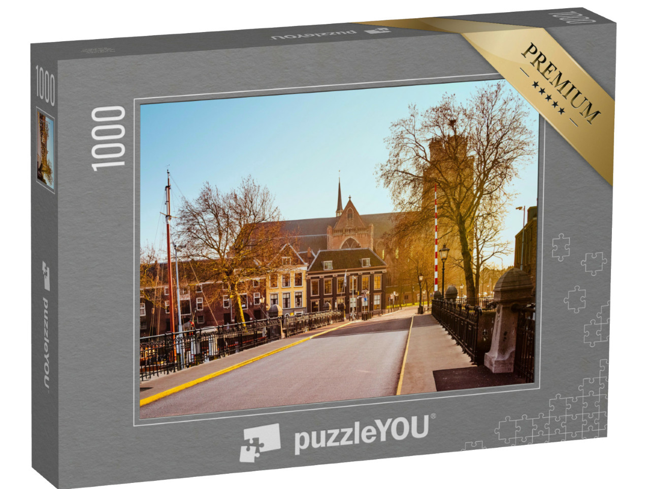 Puzzel 1000 stukjes „Avondzon in de prachtige stad Dordrecht“
