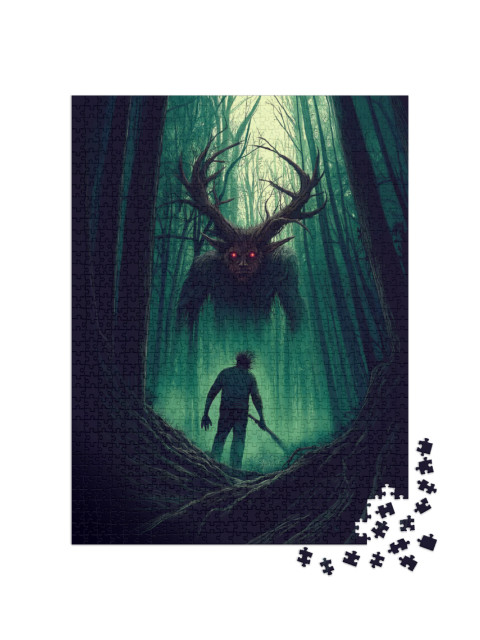 Puzzel 1000 stukjes „Wendigo in het spookbos“