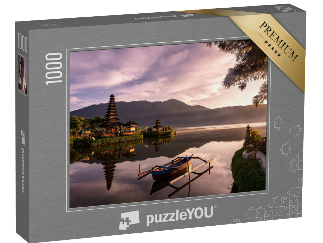 Puzzel 1000 stukjes „Prachtige zonsopgang bij het Bratanmeer met UlunDanu Tempel, Bali, Indonesië“