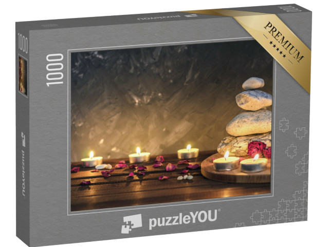 Puzzel 1000 stukjes „Stenen, kaarsen, aromatherapie, gedroogde bloemen“