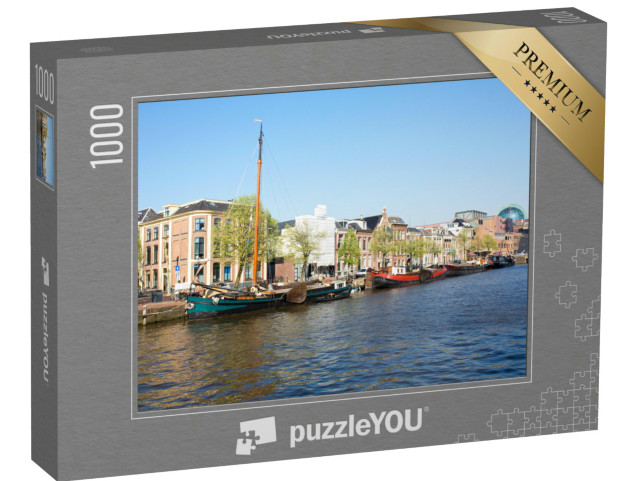 Puzzel 1000 stukjes „Uitzicht op de Wester Stadsgracht vanaf de Willemskade, de Friese stad Leeuwarden“