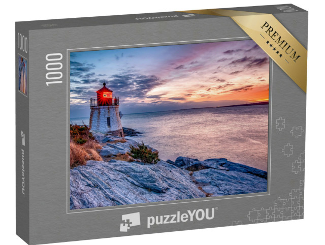 Puzzel 1000 stukjes „Zonsondergang bij Castle Hill vuurtoren, Newport, Rhode Island“