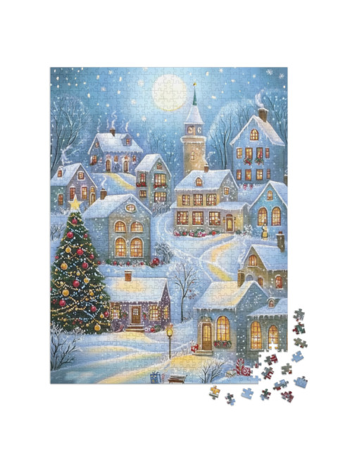 Puzzel 1000 stukjes „Ville de Noël avec d'adorables maisonnettes“