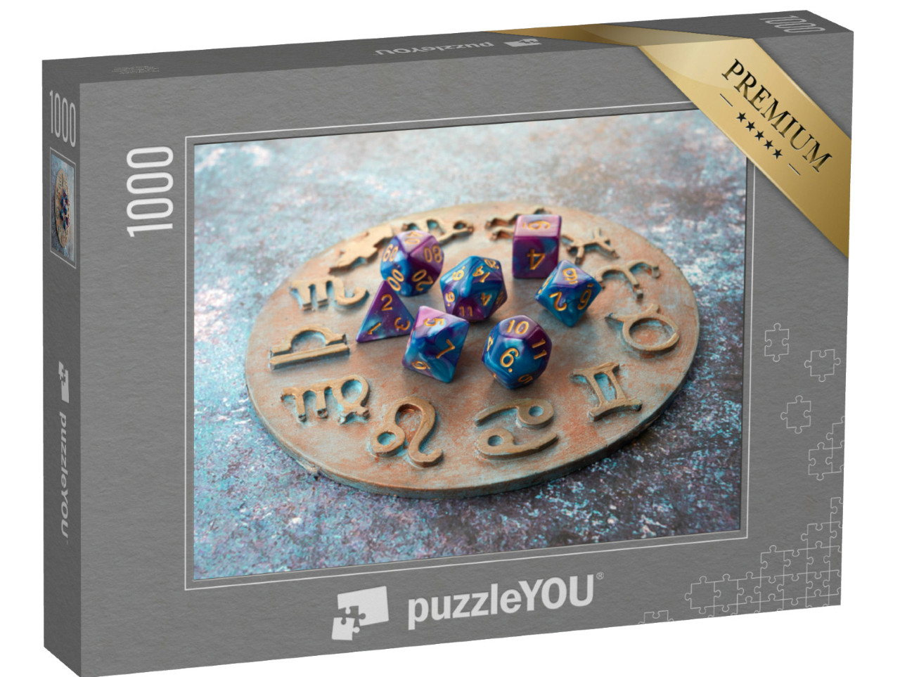 Puzzel 1000 stukjes „Horoscoop cirkel met waarzeggerij dobbelstenen“