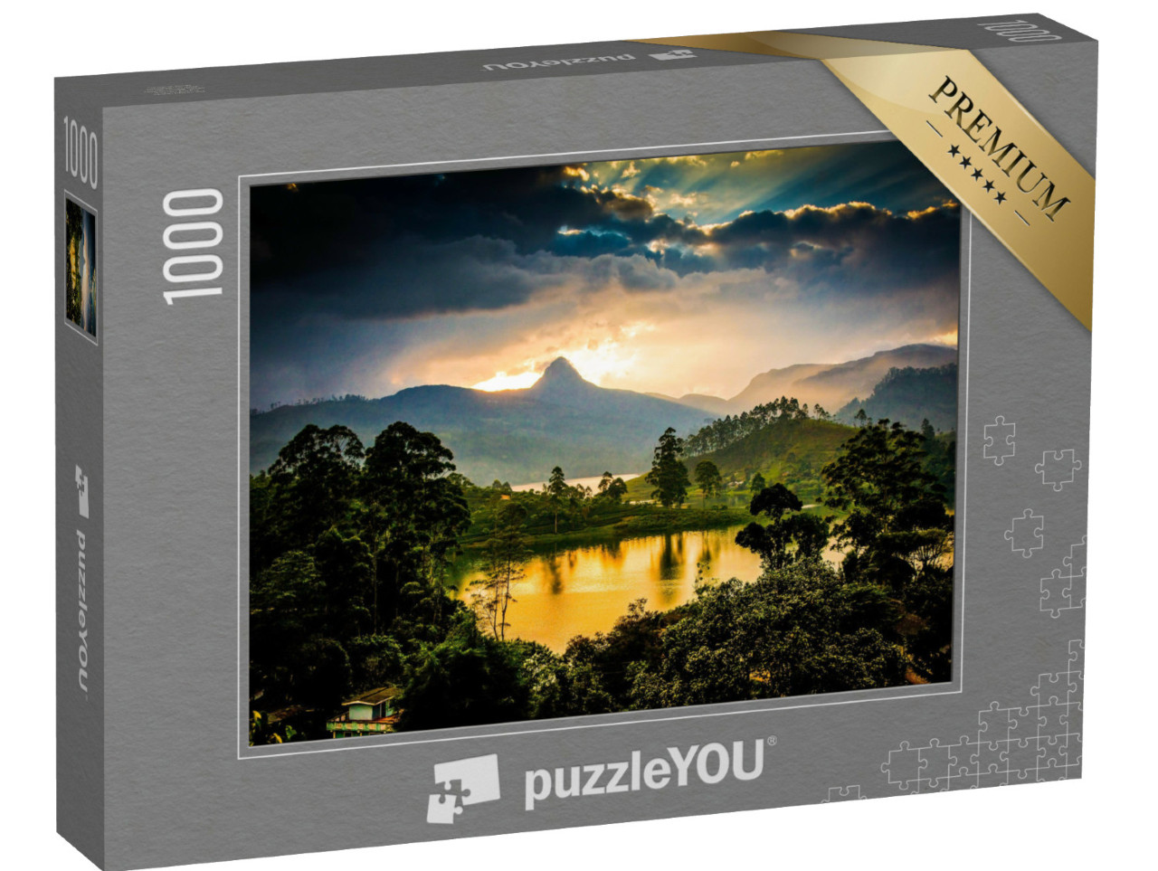 Puzzel 1000 stukjes „Theeplantages voor Sri Pada bij zonsondergang“