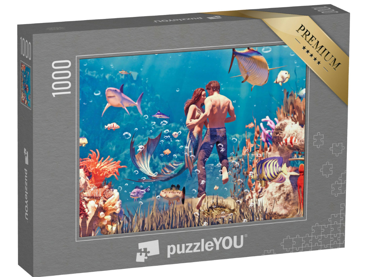 Puzzel 1000 stukjes „Man en zeemeermin - een liefdesverhaal“