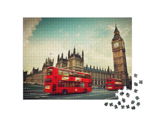Puzzel 1000 stukjes „De rode bussen van Londen“