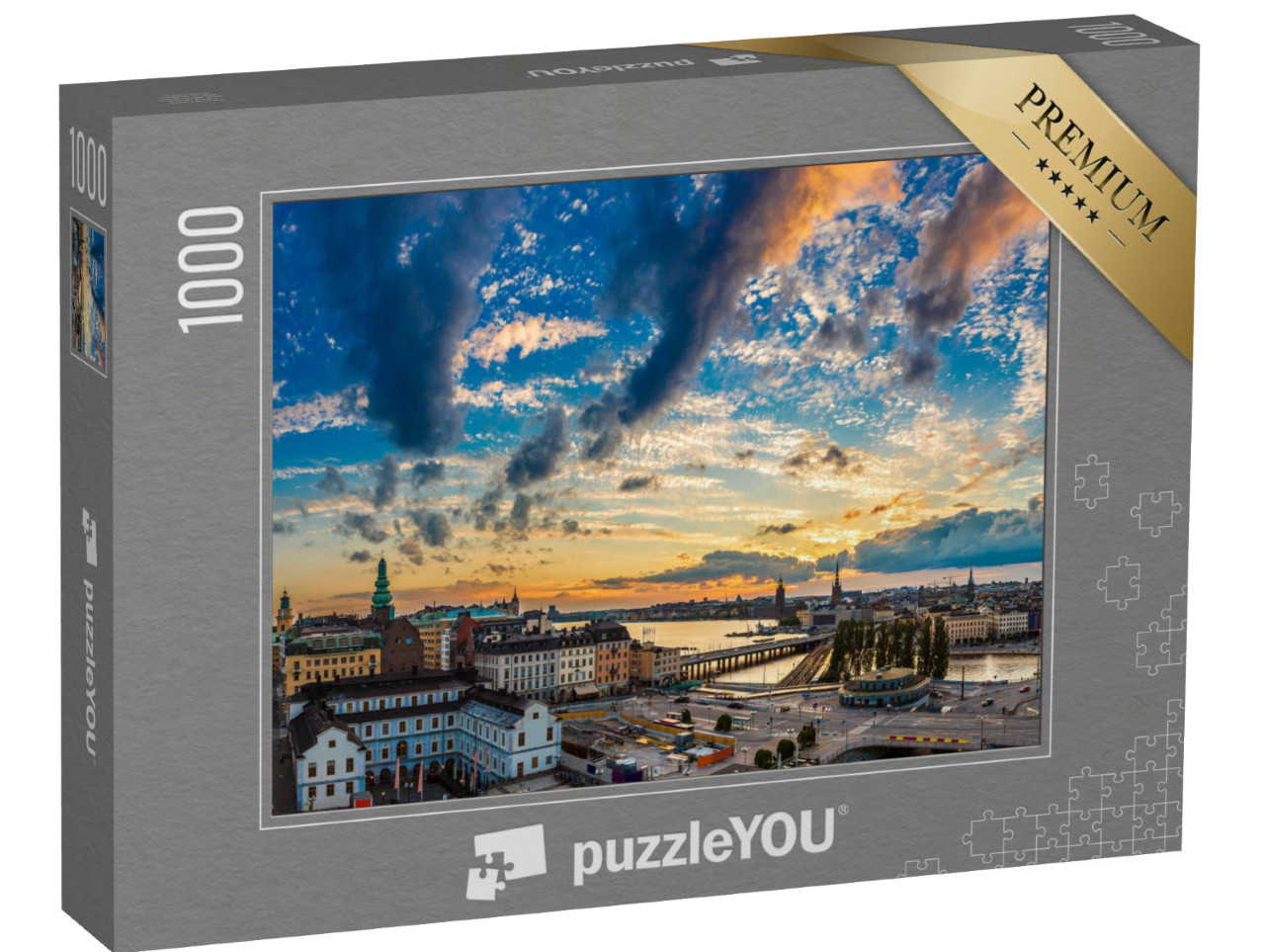 Puzzel 1000 stukjes „Avondaanzicht van Gamla Stan in Stockholm, Zweden“