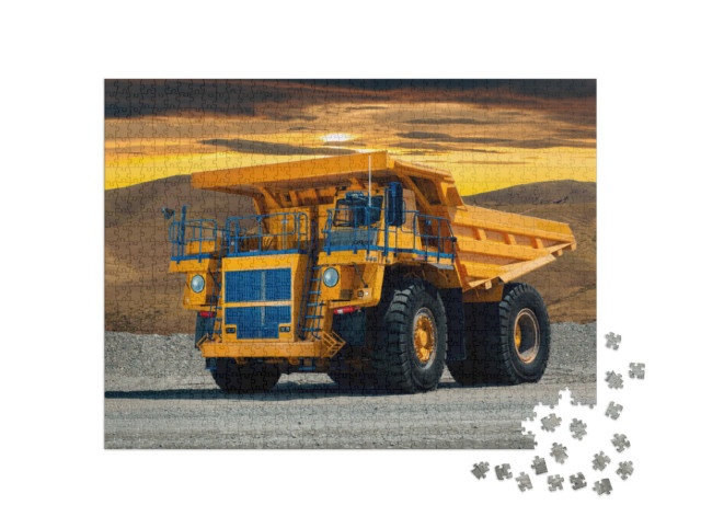 Puzzel 1000 stukjes „Een grote dumptruck in een kolenmijn“