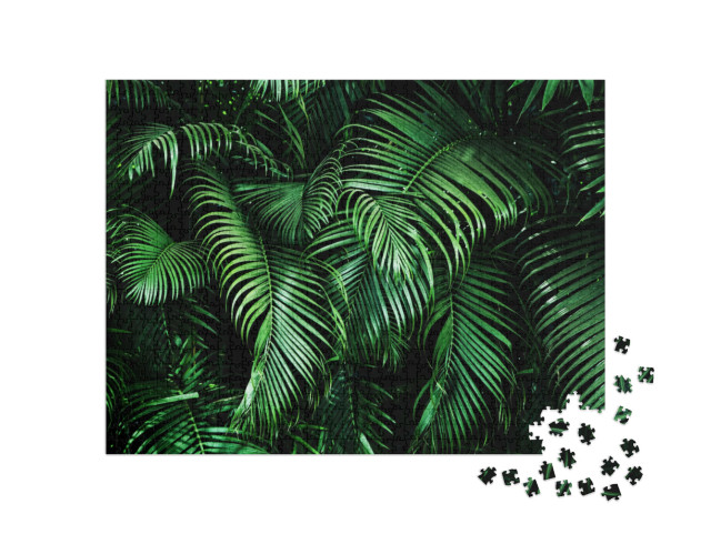 Puzzel 1000 stukjes „Tropische palmbladeren, bloemmotieven“