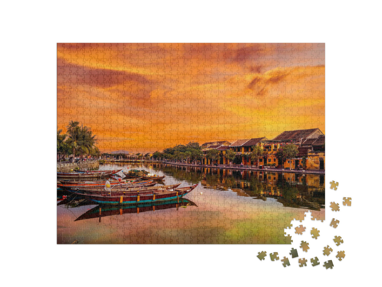 Puzzel 1000 stukjes „Rivier in Hoi An, Vietnam. UNESCO Werelderfgoed“