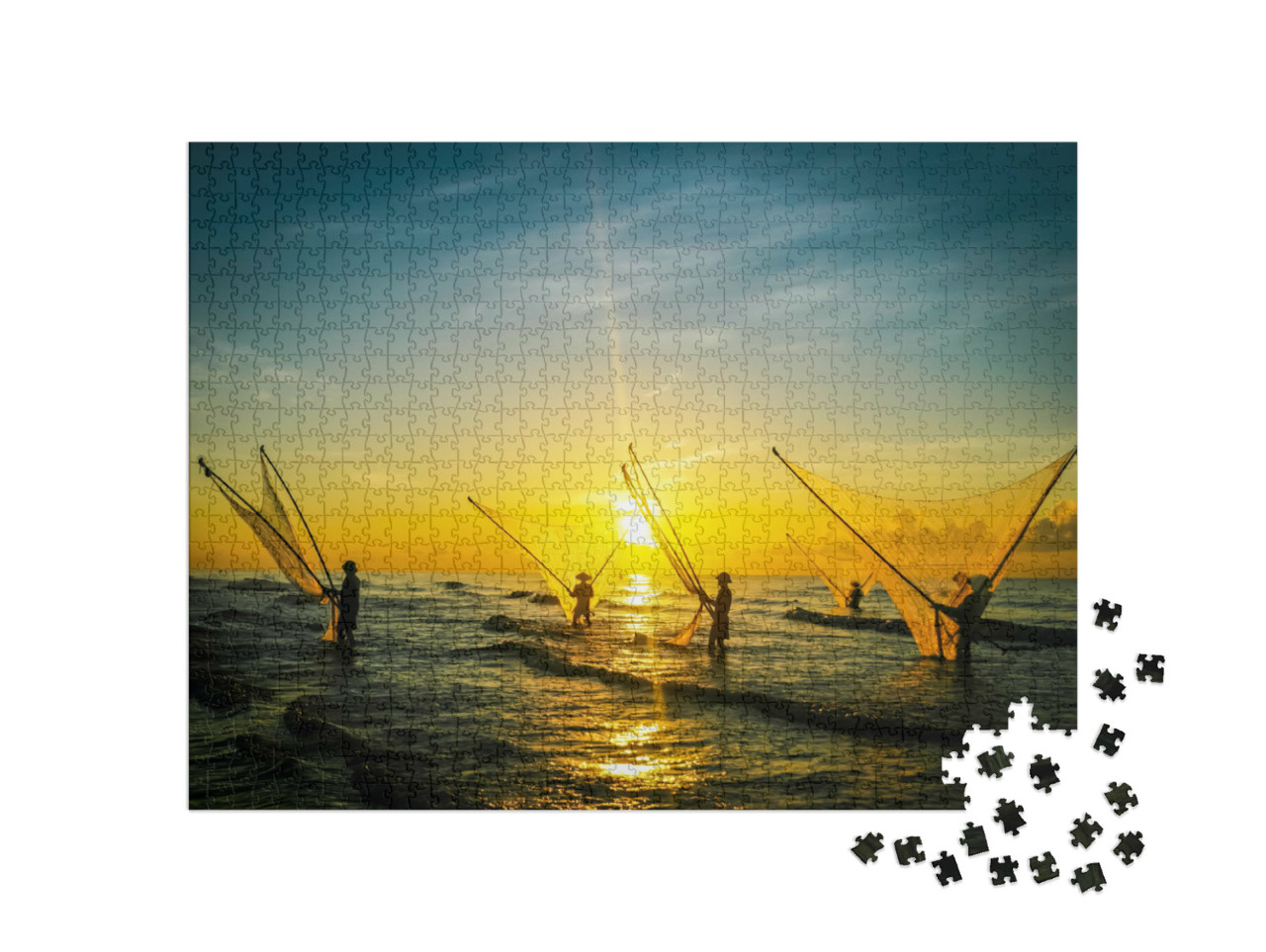Puzzel 1000 stukjes „Vissers in Vietnam“