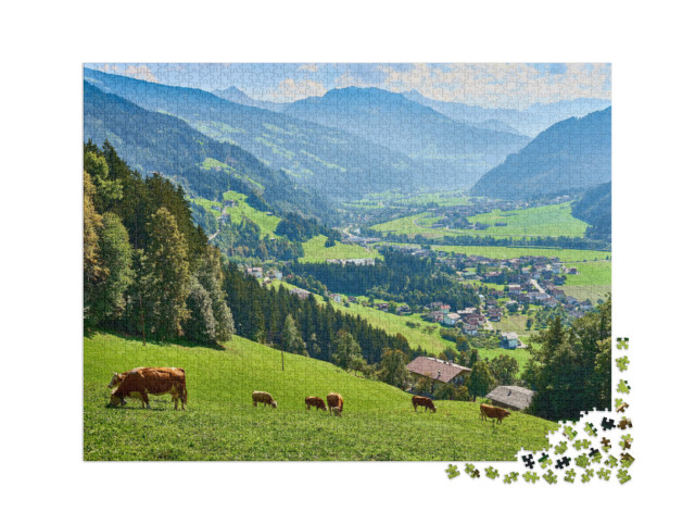 Puzzel 2000 stukjes „Uitzicht over het prachtige Zillertal in Tirol, Oostenrijk“