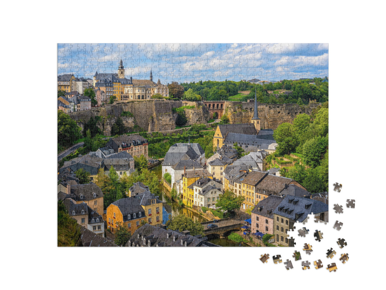 Puzzel 1000 stukjes „Oude binnenstad van Luxemburg-stad, hoofdstad van het Groothertogdom Luxemburg“
