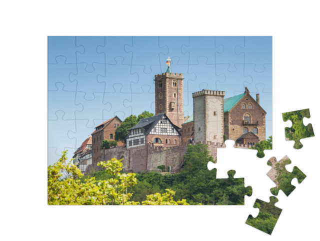 Puzzel 48 stukjes „Uitzicht op het beroemde kasteel Wartburg - Werelderfgoed, Thüringen, Duitsland“