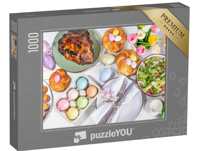 Puzzel 1000 stukjes „Paaschocolade met chocoladehazen en paaseieren“