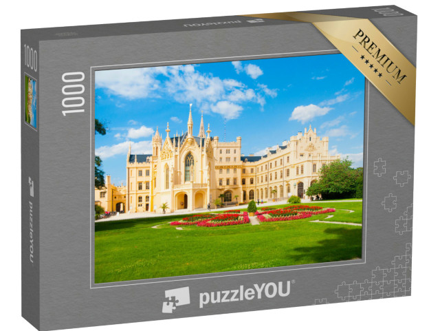 Puzzel 1000 stukjes „Kasteel Lednice op een zonnige zomerdag, Moravië, Tsjechië“