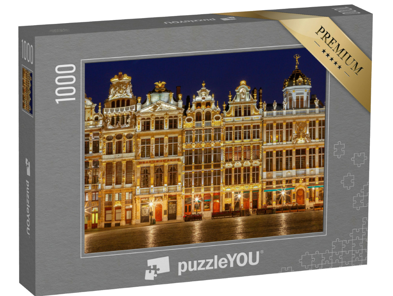 Puzzel 1000 stukjes „Grote Markt in Brussel bij nacht“