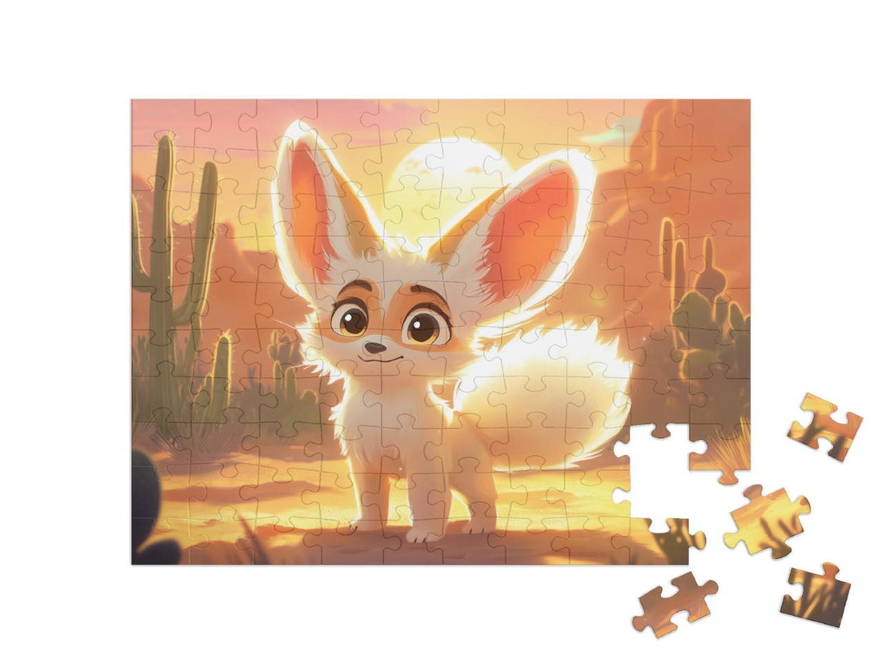 Puzzel 100 stukjes „De kleine woestijnvos op ontdekkingstocht“