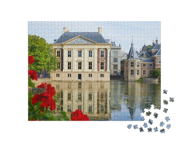 Puzzel 1000 stukjes „De Hofvijver met de gebouwen van het Binnenhof, Den Haag“