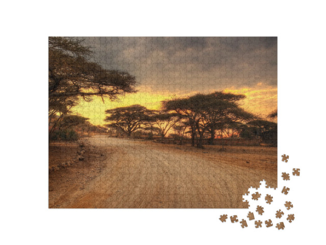 Puzzel 1000 stukjes „Serengeti Nationaal Park met wilde dieren“