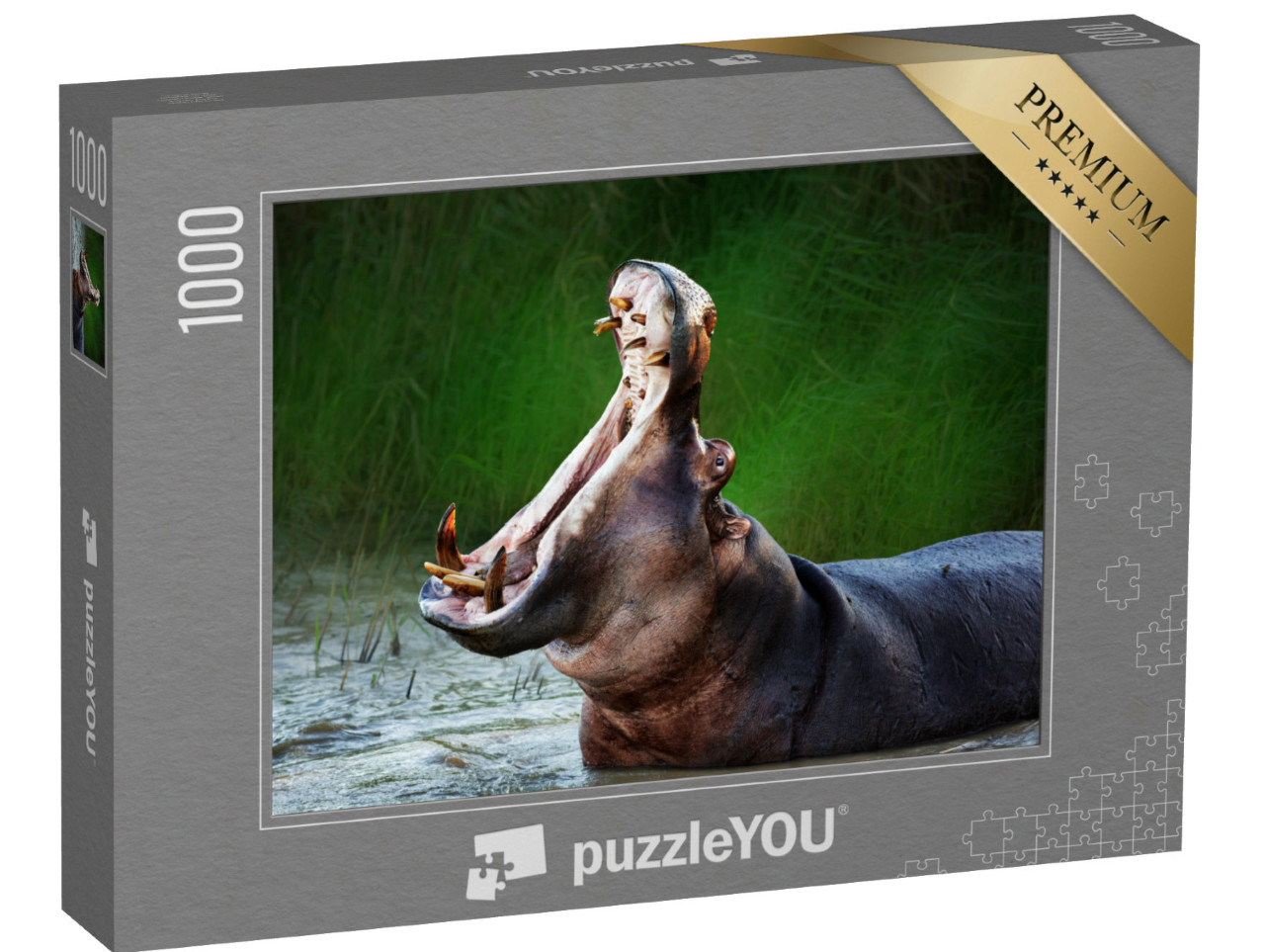 Puzzel 1000 stukjes „Nijlpaard met open bek“
