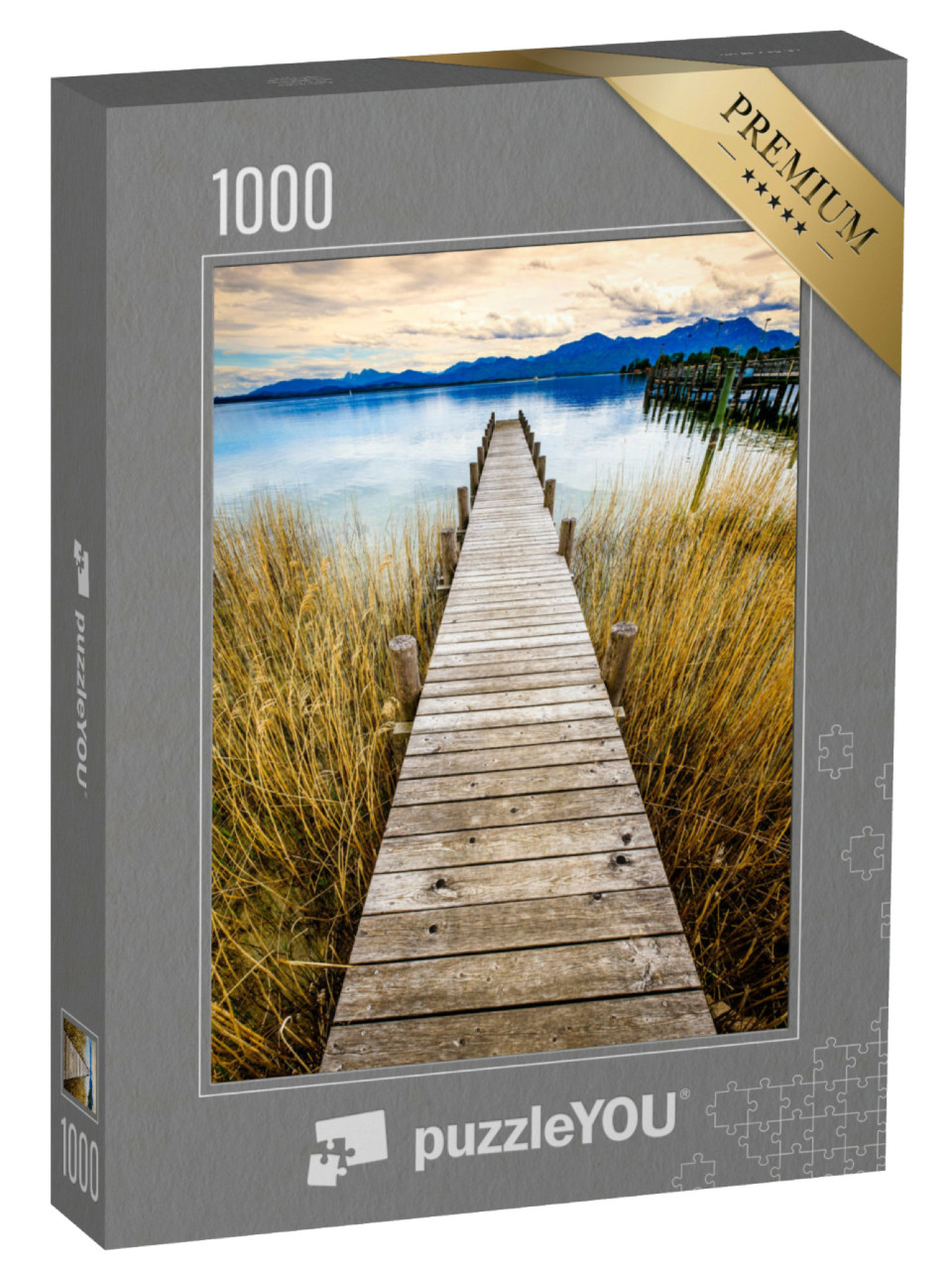 Puzzel 1000 stukjes „Houten loopbrug over de Chiemsee bij Gstadt, Duitsland“