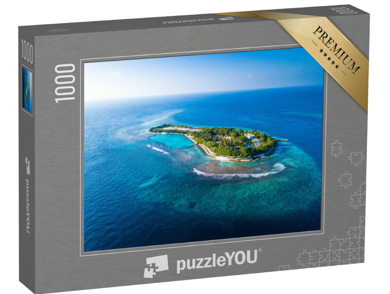Puzzel 1000 stukjes „Luchtfoto van een tropisch eiland in de Indische Oceaan, Malediven“