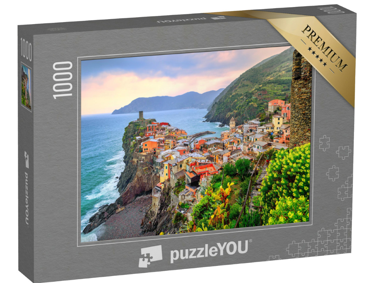 Puzzel 1000 stukjes „Cinque Terre bij zonsondergang, Vernazza, Ligurië, Italië“