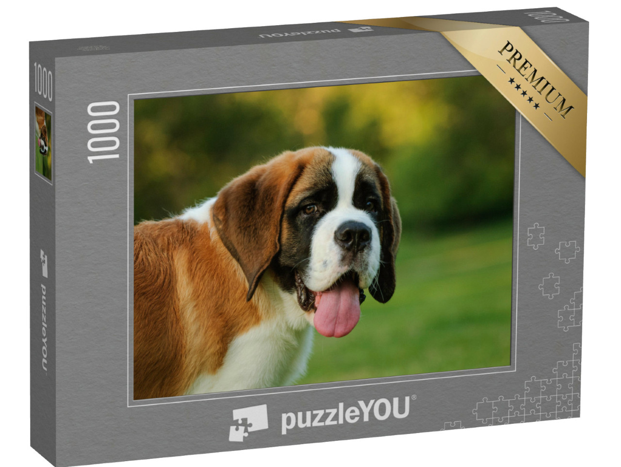 Puzzel 1000 stukjes „Portret van een sint-bernard puppy in het park“