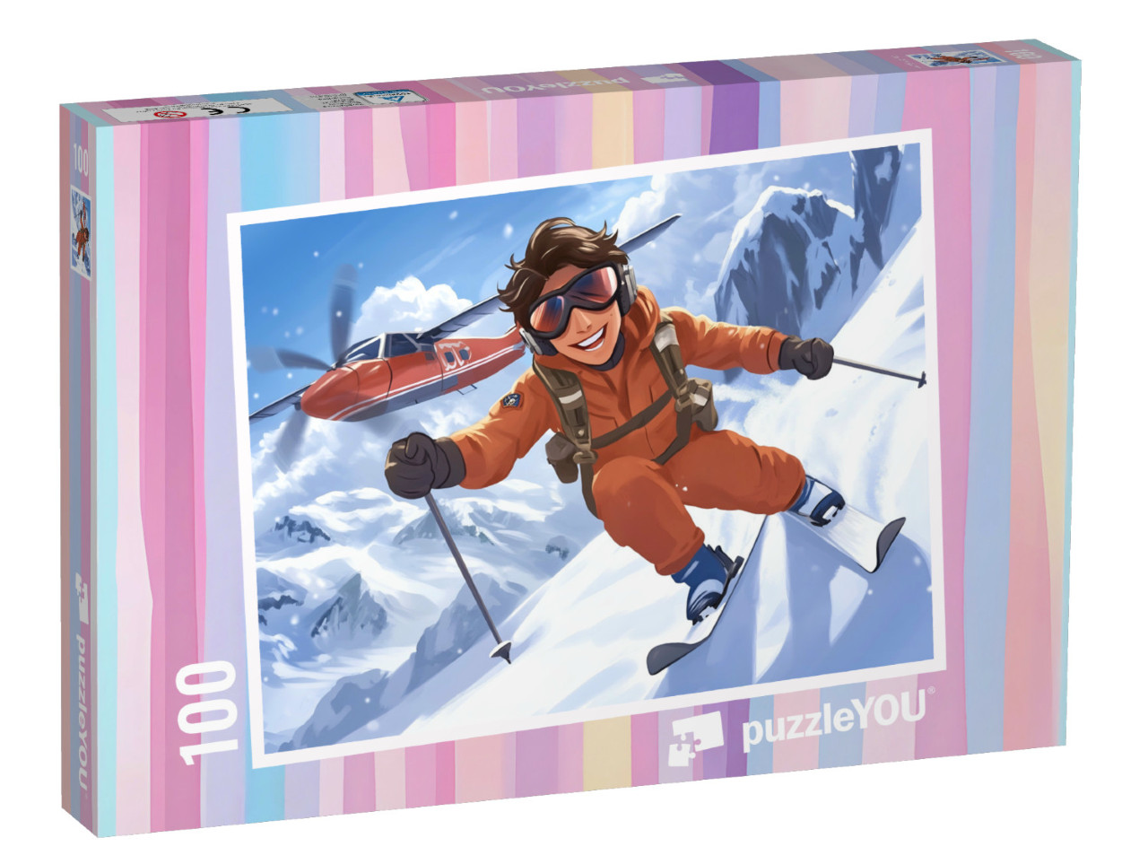 Puzzel 100 stukjes „Ski avontuur in de Alpen“