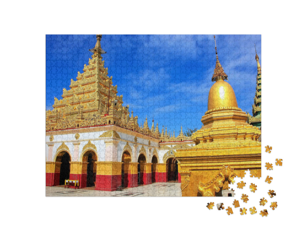 Puzzel 1000 stukjes „Schitterende gouden Mahamuni Pagode in Mandalay, Myanmar“