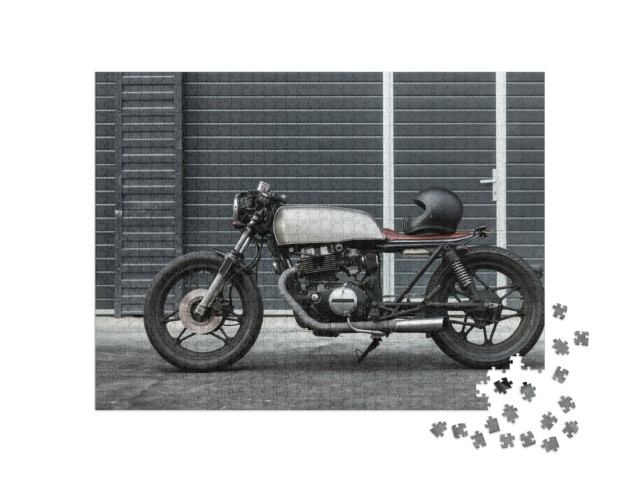 Puzzel 1000 stukjes „Vintage motorfiets klaar voor vertrek“