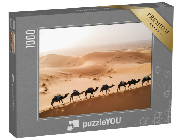 Puzzel 1000 stukjes „Marokko: Kamelenkaravaan in de Sahara, de grootste en heetste woestijn ter wereld“