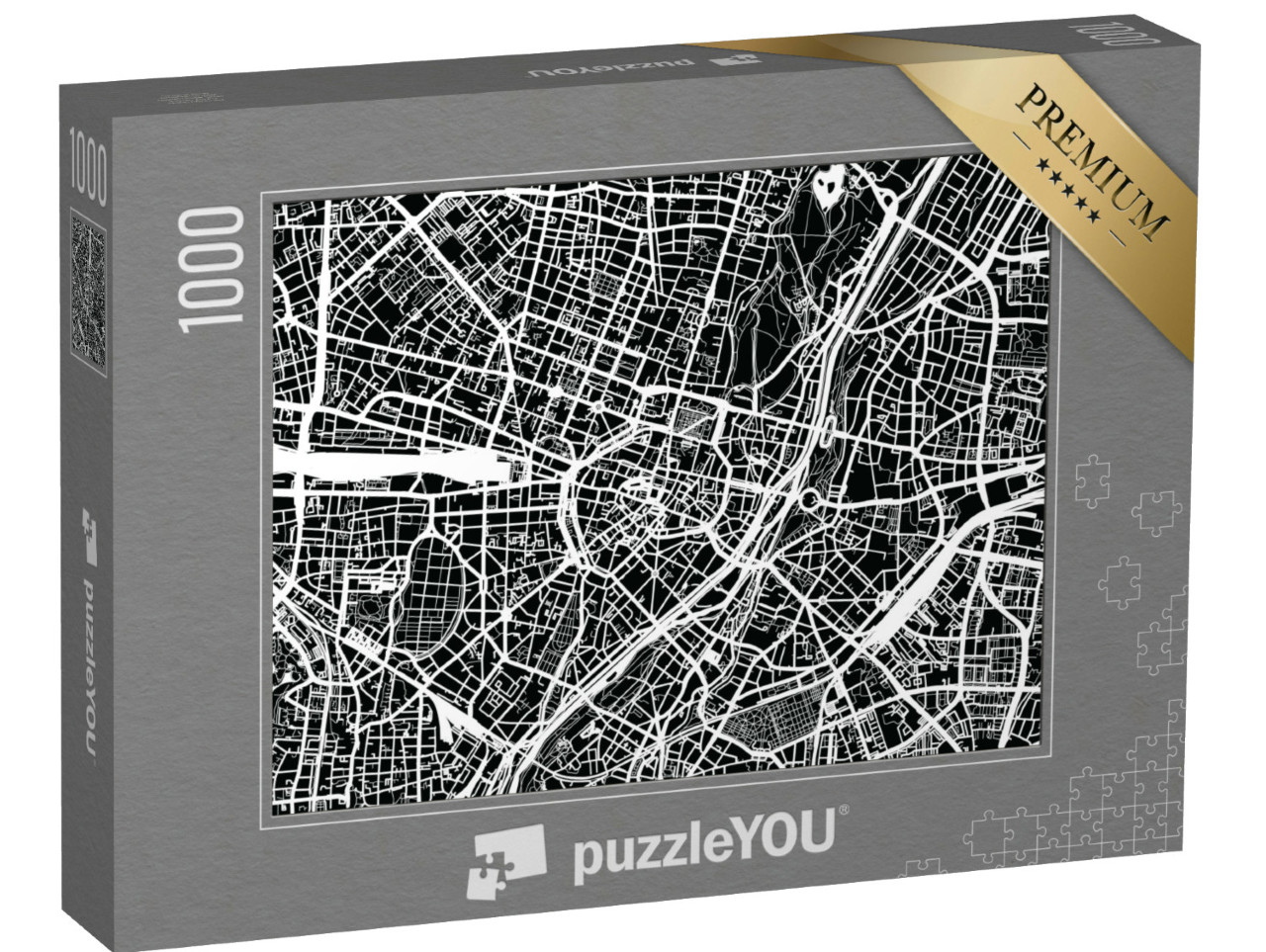 Puzzel 1000 stukjes „Vector stadsplattegrond van München, Duitsland“