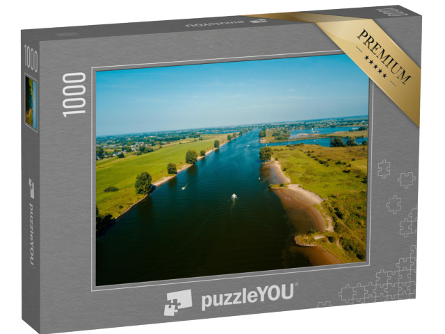 Puzzel 1000 stukjes „Dronebeeld van de Maas in Nederland“