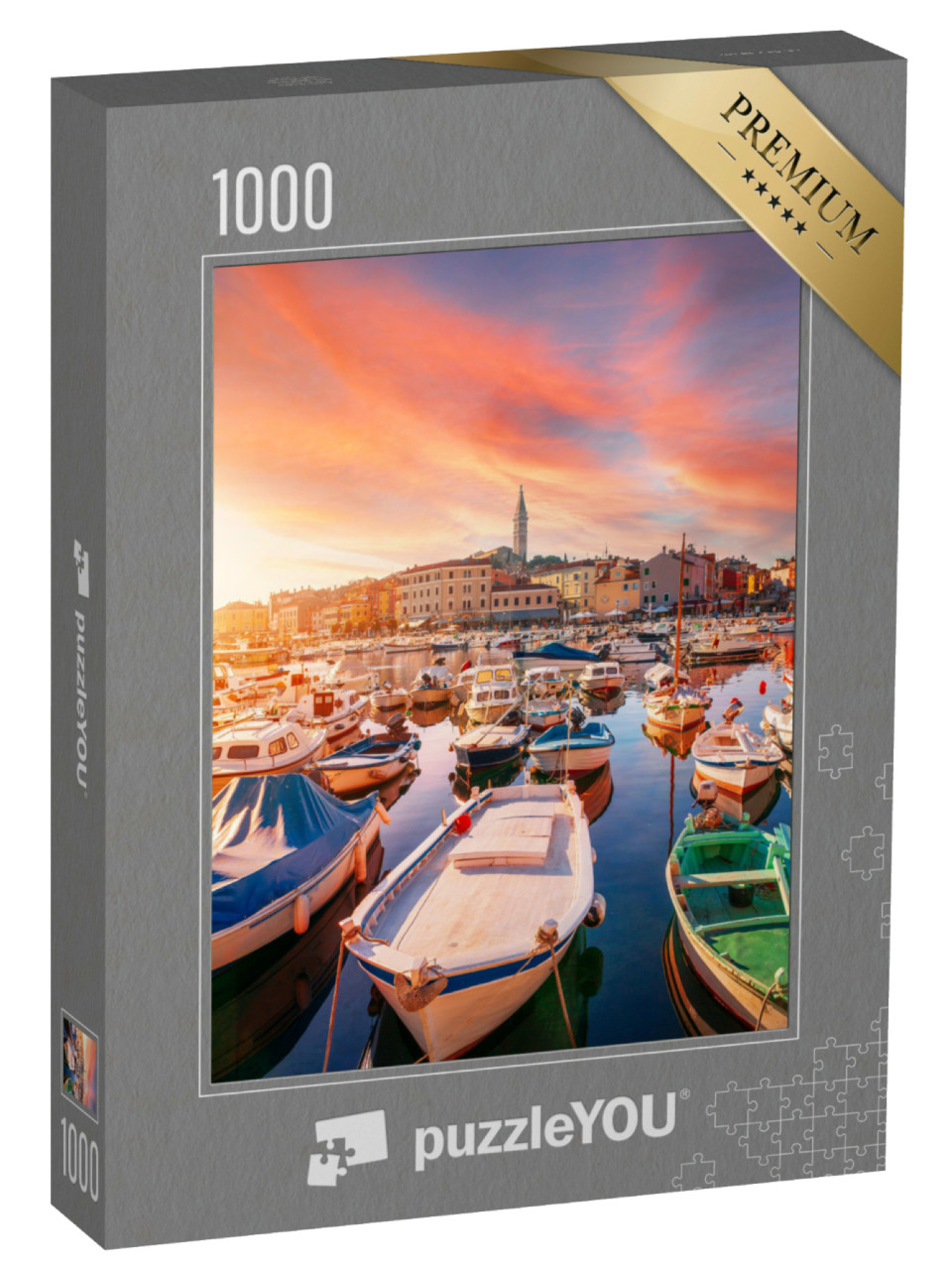 Puzzel 1000 stukjes „Gezellig en rustig stadje Rovinj in Istrië, Kroatië“