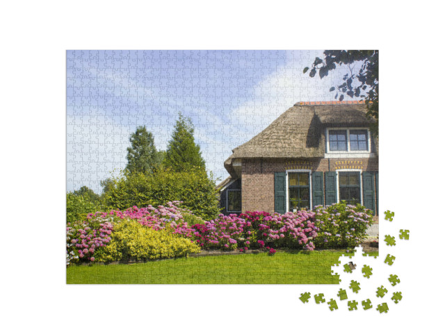 Puzzel 1000 stukjes „Typisch Nederlands platteland met huizen en tuinen in Giethoorn“