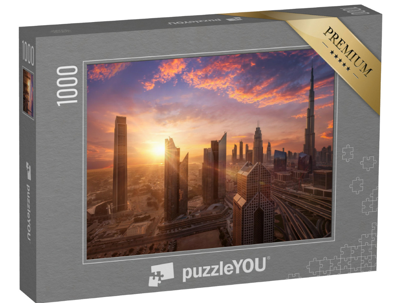 Puzzel 1000 stukjes „Prachtige zonsondergang in Dubai Downtown“