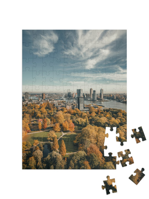 Puzzel 100 stukjes „Skyline van Rotterdam, Nederland“