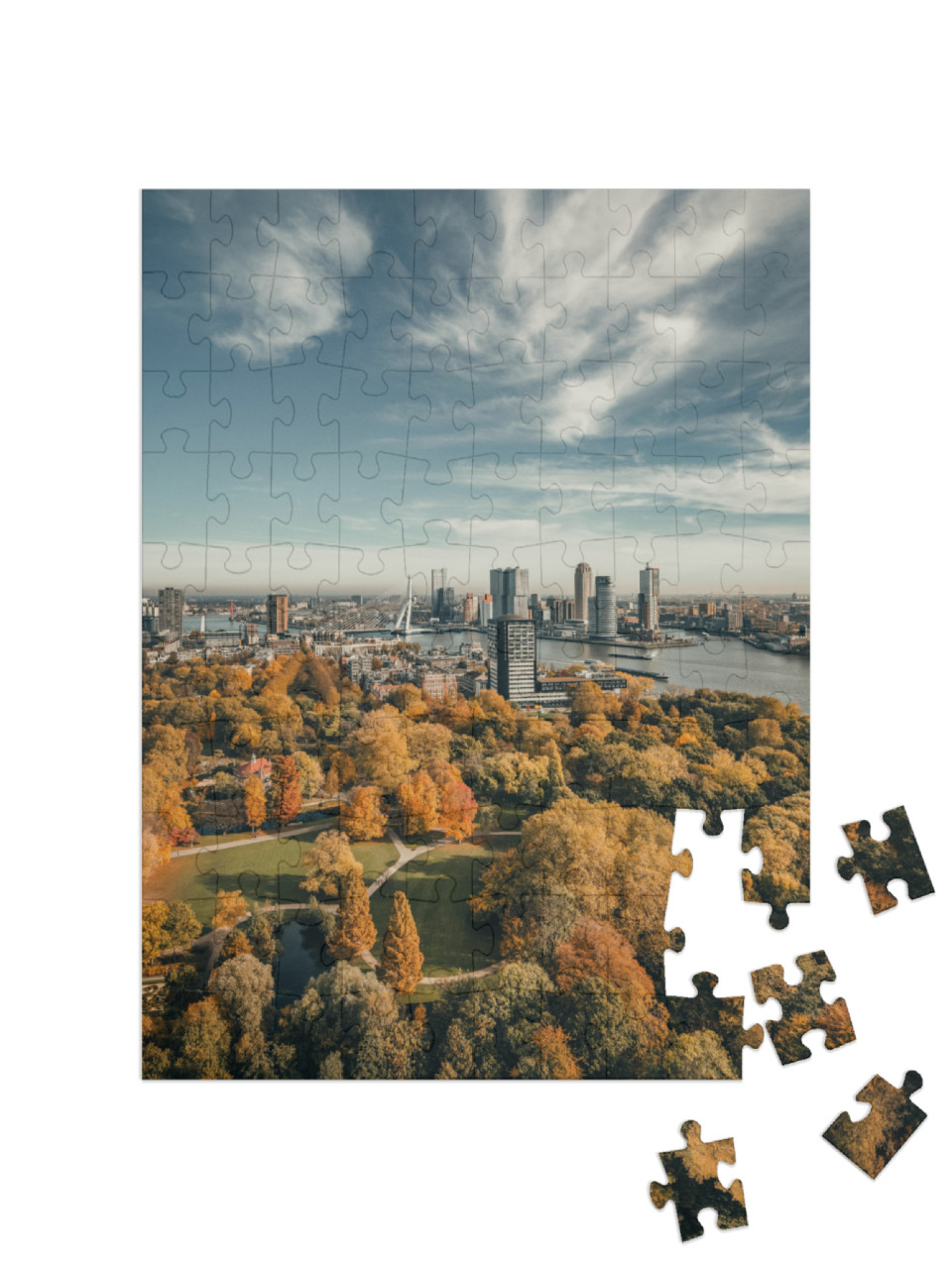 Puzzel 100 stukjes „Skyline van Rotterdam, Nederland“