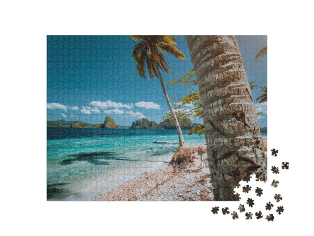 Puzzel 1000 stukjes „Prachtig palmstrand op de Filipijnen“