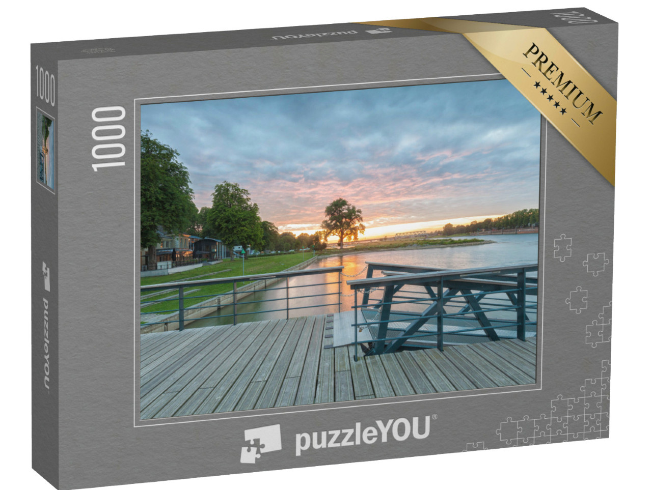 Puzzel 1000 stukjes „Deventer Ijssel zonsondergang“