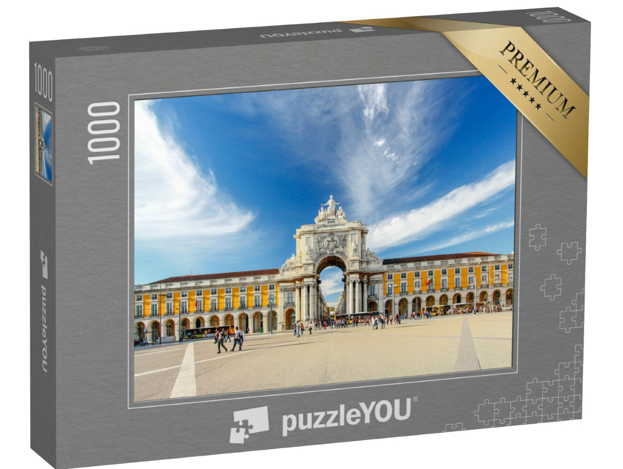 Puzzel 1000 stukjes „Beroemde boog op het Praca do Comercio in Lissabon“