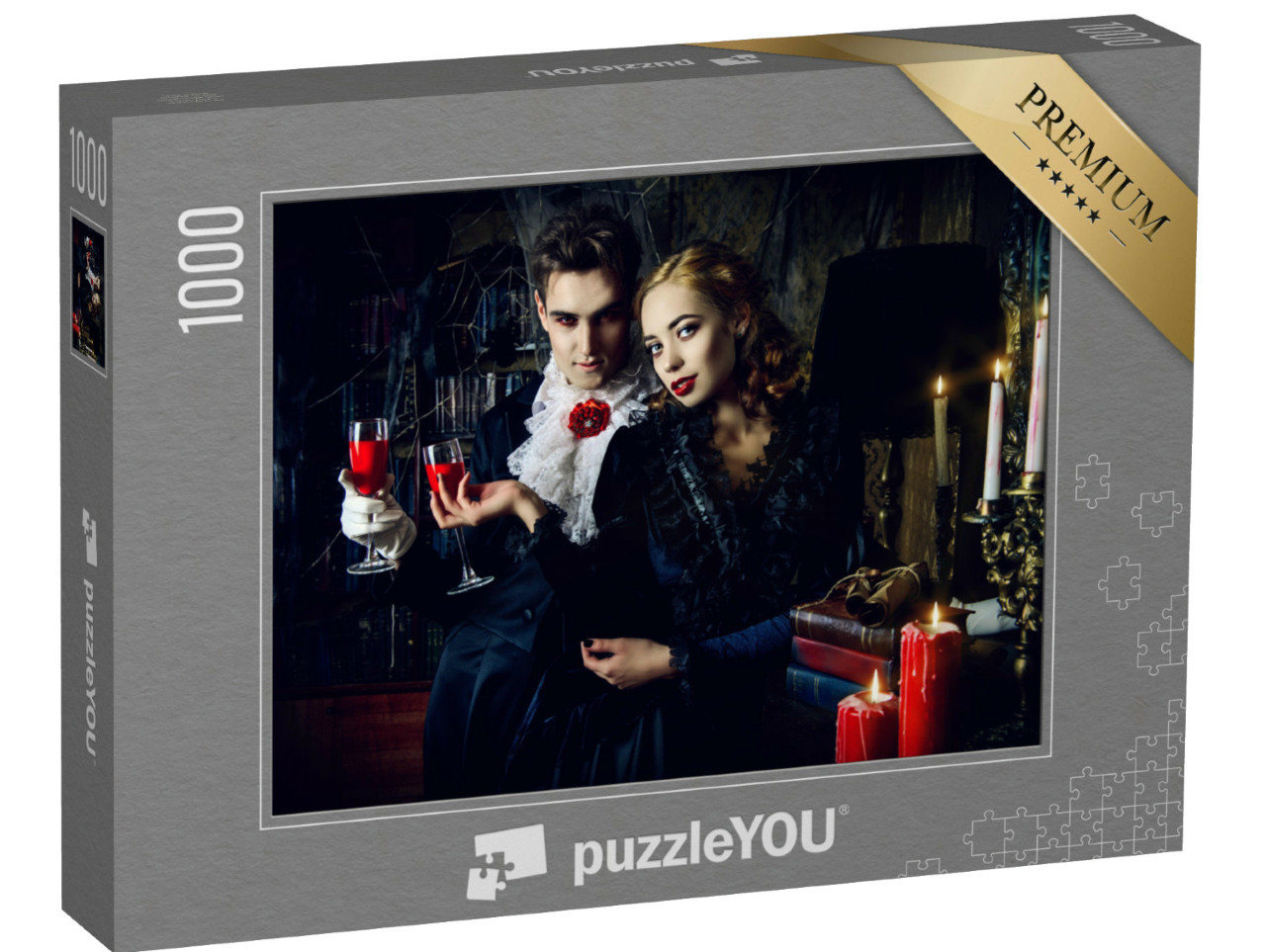 Puzzel 1000 stukjes „Een vampierpaar met middeleeuwse kleding“