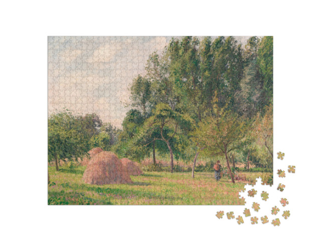 Puzzel 1000 stukjes „Camille Pissarro - Hooiberg, Ochtend, Éragny“