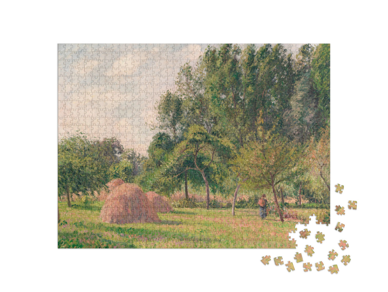 Puzzel 1000 stukjes „Camille Pissarro - Hooiberg, Ochtend, Éragny“