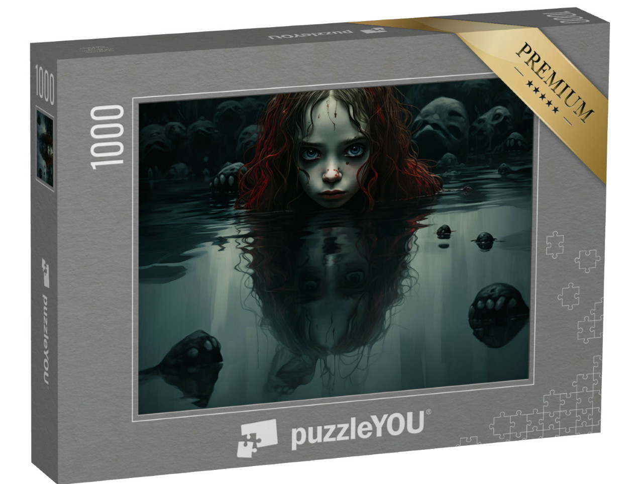 Puzzel 1000 stukjes „Heks weerspiegeld in het water“
