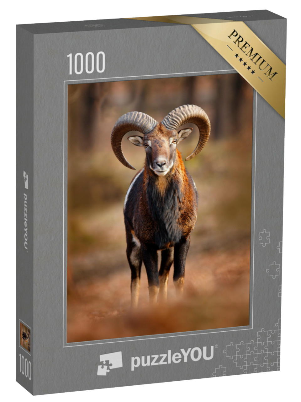 Puzzel 1000 stukjes „Mouflon, zoogdier met grote horens, Praag“